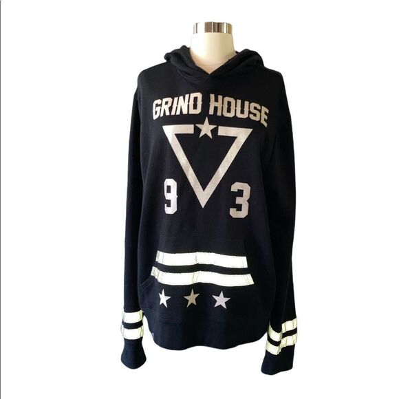 Rare! GRIND HOUSE Black Label - Fashion Designer Hoodie with reflective strips - Picture 4 of 6